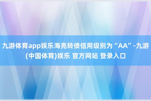 九游体育app娱乐海亮转债信用级别为“AA”-九游(中国体育)娱乐 官方网站 登录入口