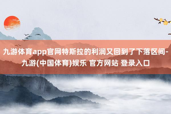 九游体育app官网特斯拉的利润又回到了下落区间-九游(中国体育)娱乐 官方网站 登录入口