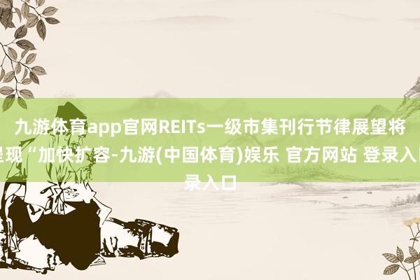九游体育app官网REITs一级市集刊行节律展望将呈现“加快扩容-九游(中国体育)娱乐 官方网站 登录入口